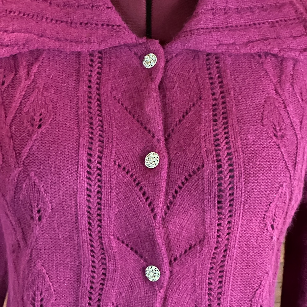 Christopher & Banks Women's Purple Collared Cardigan Sweater Size L - Picture 4 of 12